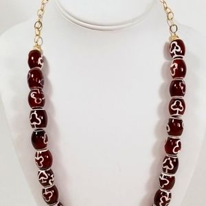 14K GOLD FILLED TIBETAN DZI BEAD 24" NECKLACE
